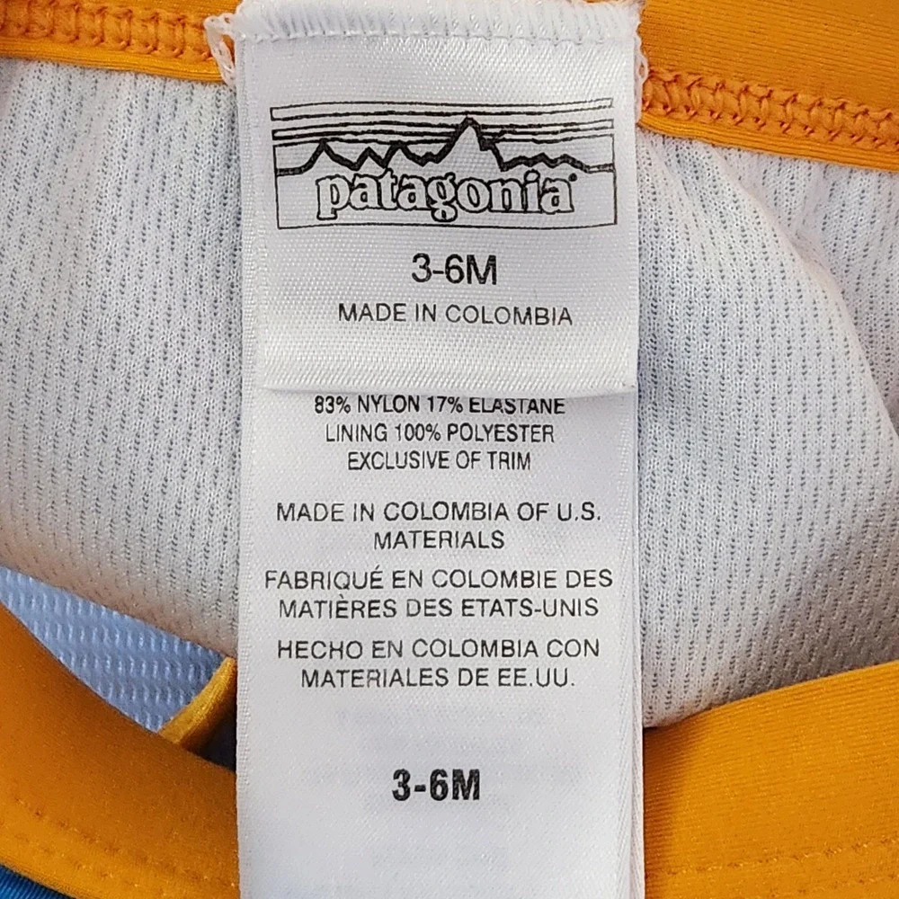 Patagonia Swim Bottoms Baby 3-6M Blue Yellow Colorblock Diaper Cover 61285
